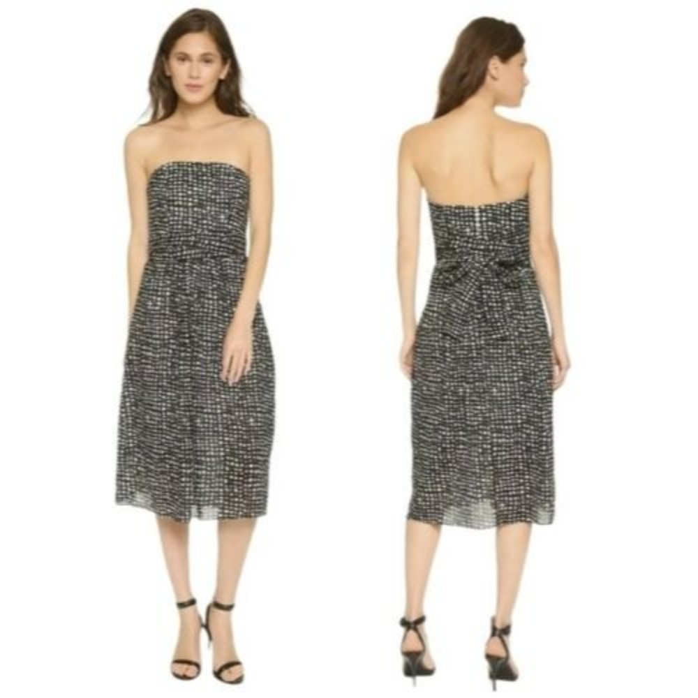 4.Collective Strapless Checkered Mini Dress Size 6 Black White Dark Academia